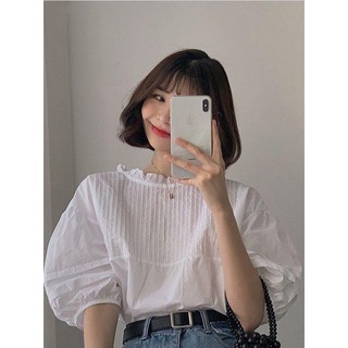 Áo babydoll tay phồng  màu trắng xinh ngất ngây