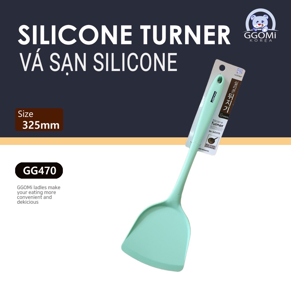 Vá sạn/Xẻng đảo lật thức ăn silicone an toàn sức khỏe, 4 màu sắc sặc sỡ dài 33cm GGOMi Hàn Quốc GG470