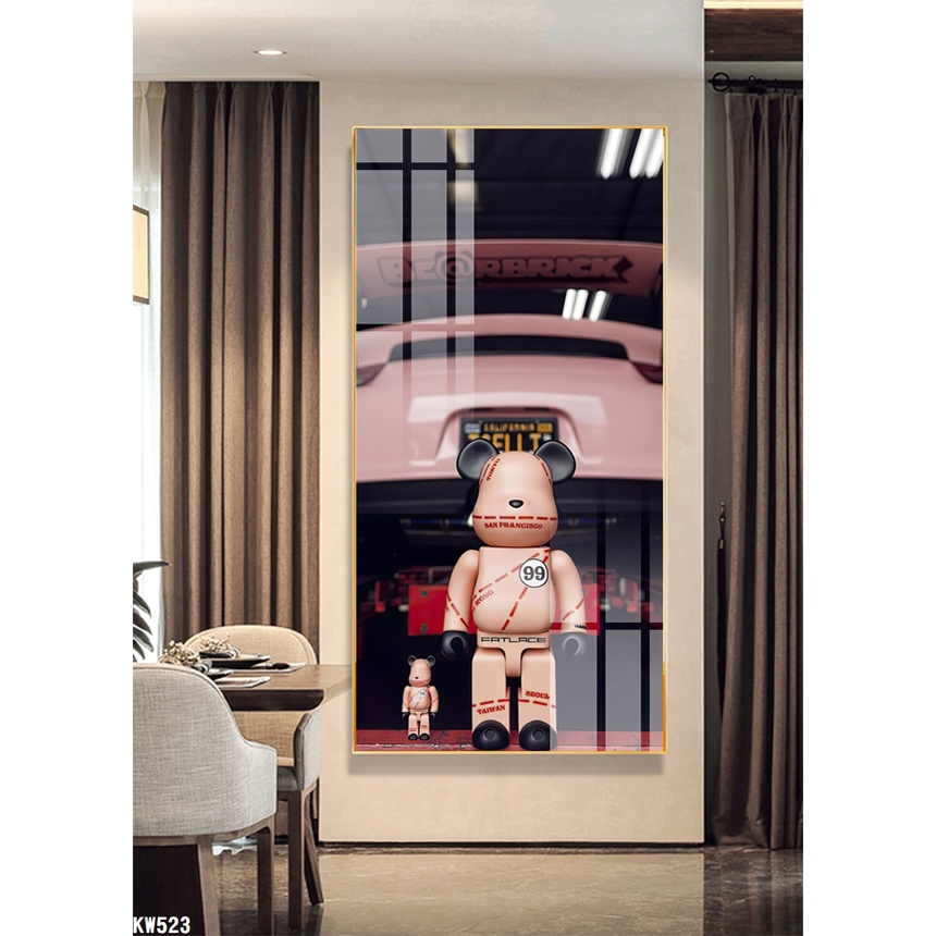 Tranh treo tường- Tranh Laminate Tráng gương- Gấu KAWS- Bộ 1 tấm 08