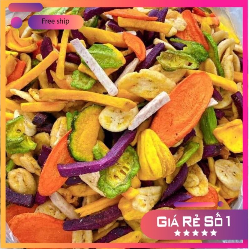 ( NGUYÊN CÁNH) 500g trái cây rau củ quả sấy giòn không đường thơm ngon loại 1 .