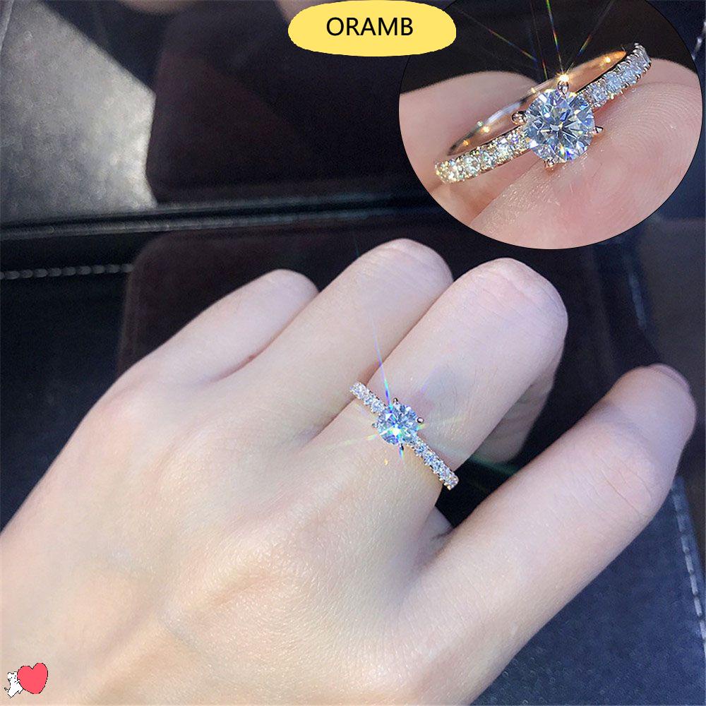 Nhẫn đính đá zircon hình móng vuốt thời trang cho nữ