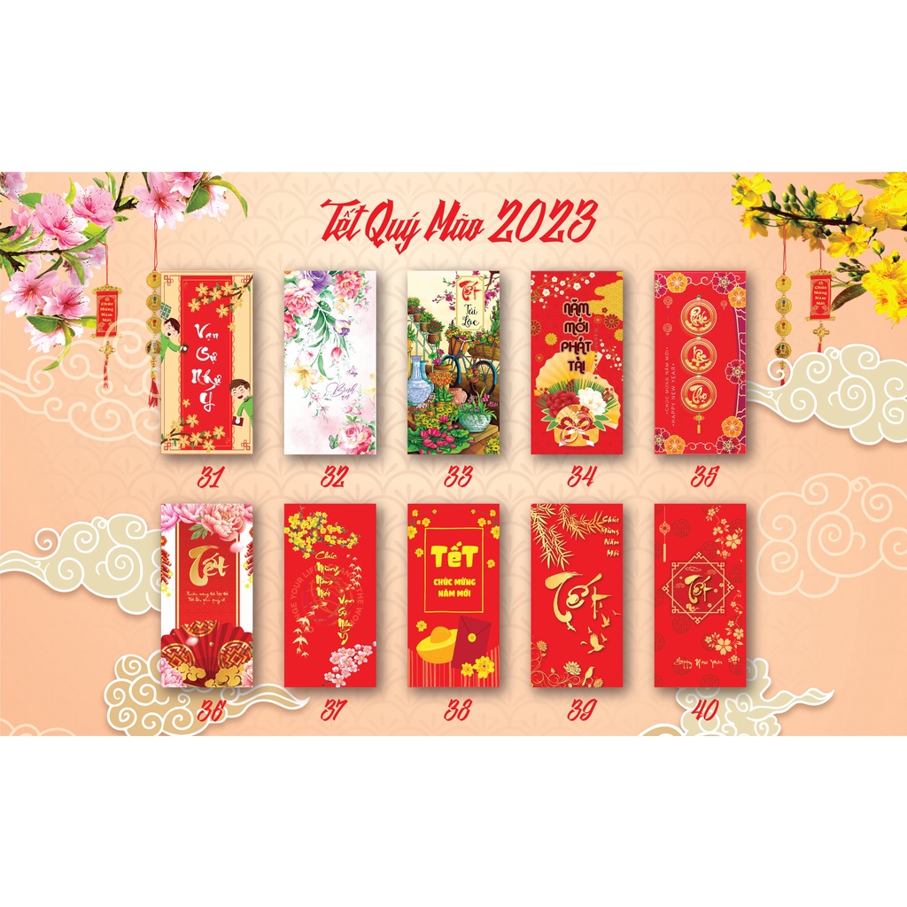 Combo 30 bao lì xì siêu dễ thương Tết Quý Mão
