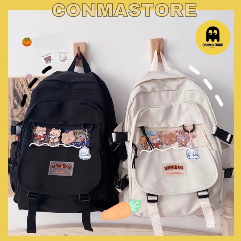 Balo đi học ulzzang siêu xinh MrMi bag Ver 2  HÀNG CÓ SẴN  2 màu đen-trắng