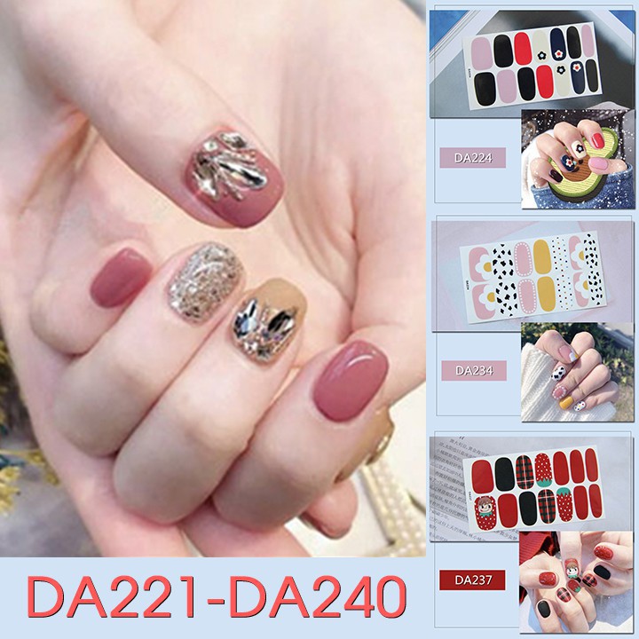 Tấm sticker đẹp mắt dùng dán trang trí móng tay DA221-DA240 DIY