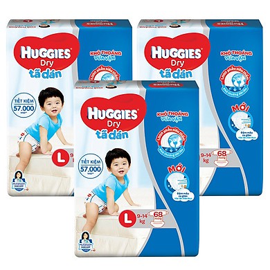 Tã Dán Huggies M76 , L68 , XL62 , XXL56 cộng thêm 3 miếng dán