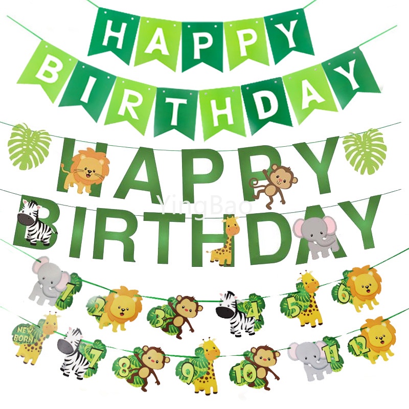 Dây Treo Trang Trí Sinh Nhật Hình Động Vật Hoạt Hình Cho Trẻ Em 1 Tuổi