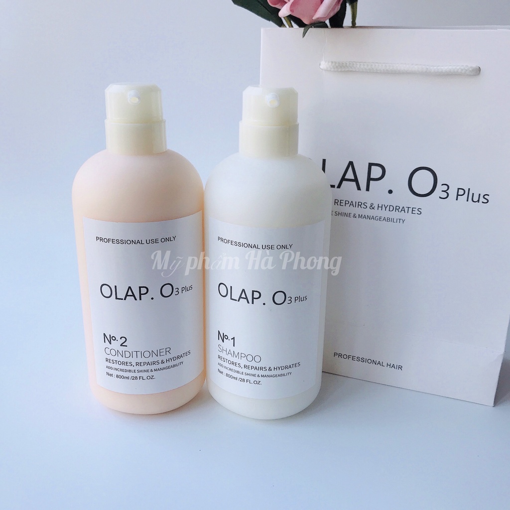 Bộ Cặp Dầu Gội OLAP O3 Plus, Dầu Xả OLAP O3 Biotin &amp; Collagen Phục Hồi  Chuyên Sâu 800mlx2 Chính Hãng