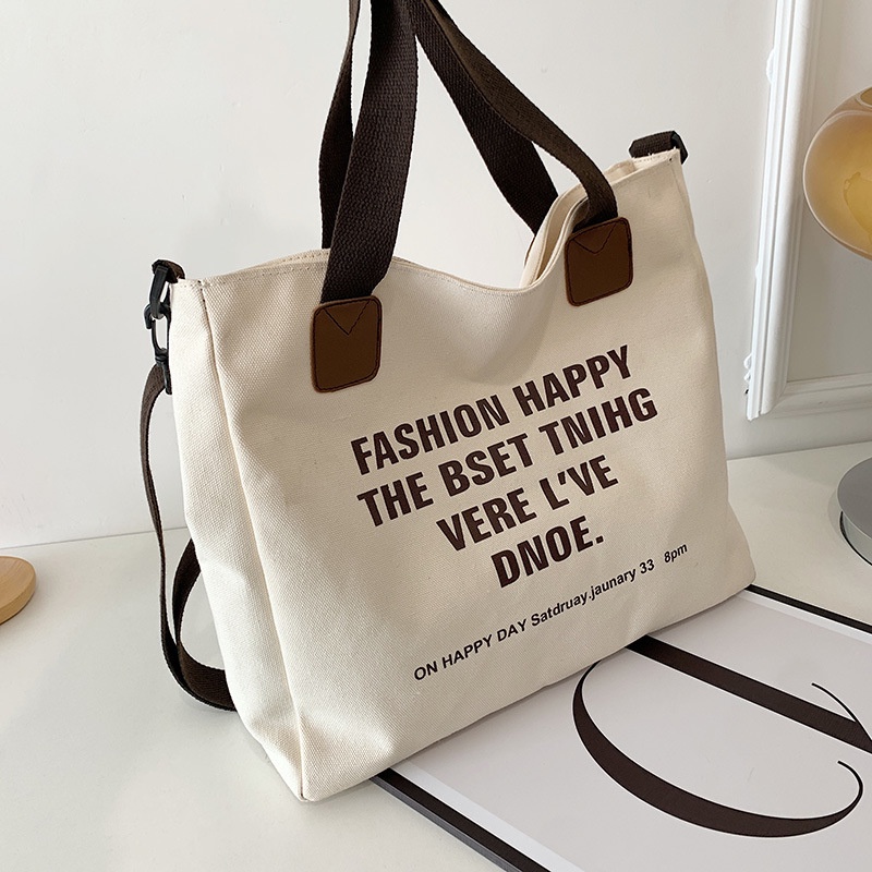 Túi Xách Canvas Sức Chứa Lớn Thiết Kế Đơn Giản Thời Trang Cho Nữ