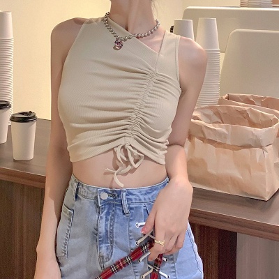 DUNEA Áo Tank Top Không Tay Cổ Dây Rút Thiết Kế Độc Đáo Thời Trang Cho Nữ