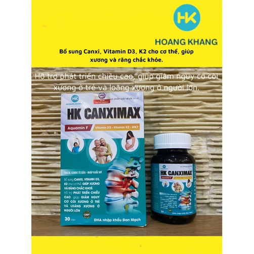 HK CANXIMAX DẠNG LỌ 30 VIÊN GIÚP XƯƠNG VÀ RĂNG CHẮC KHỎE