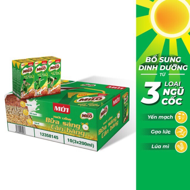 [Freeship 70K đơn 300K] Thùng 30 Hộp Sữa Lúa Mạch Ngũ Cốc Nestlé MILO Teen Bữa Sáng 200 ml /Hộp Date Mới