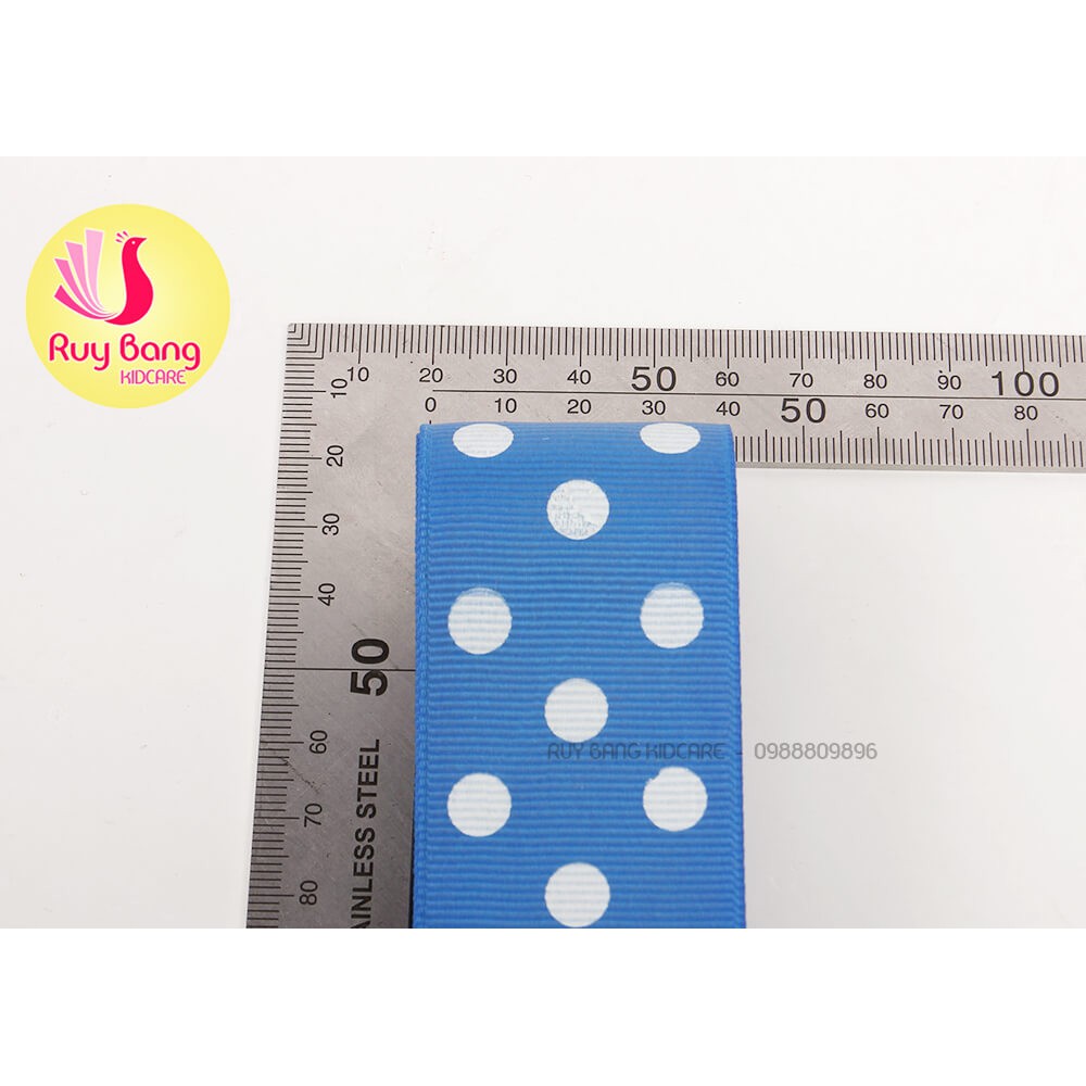 Ruy băng gân chấm bi sz 38mm dây ruy băng làm nơ kẹp tóc, nơ quà tặng