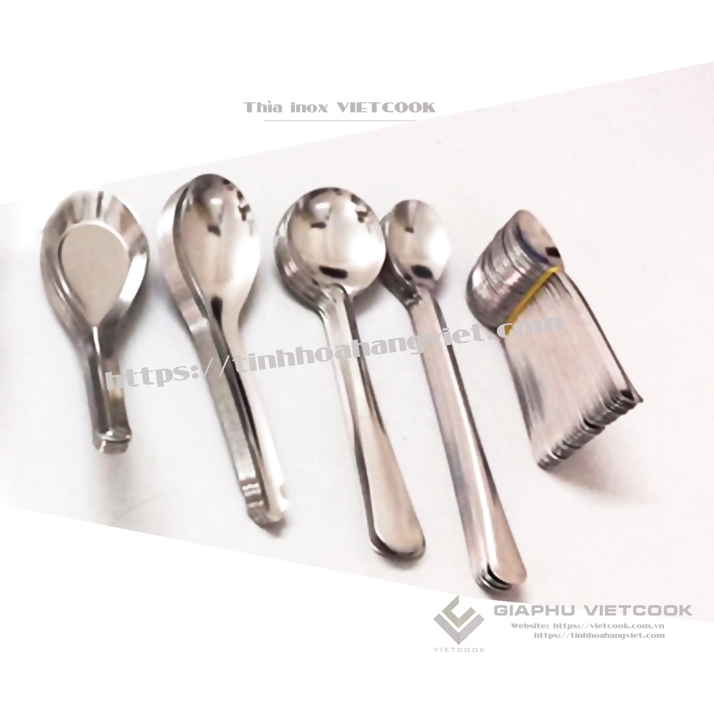 10 THÌA INOX VIETCOOK (Thìa canh vuông, thìa canh bầu, thìa súp, thìa chanh)