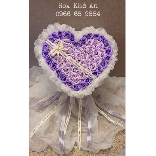 [Quà sinh nhật] Bó hoa tim sáp 4lớp 60bông mix màu theo yêu cầu. Phối voan Hàn cực xịn