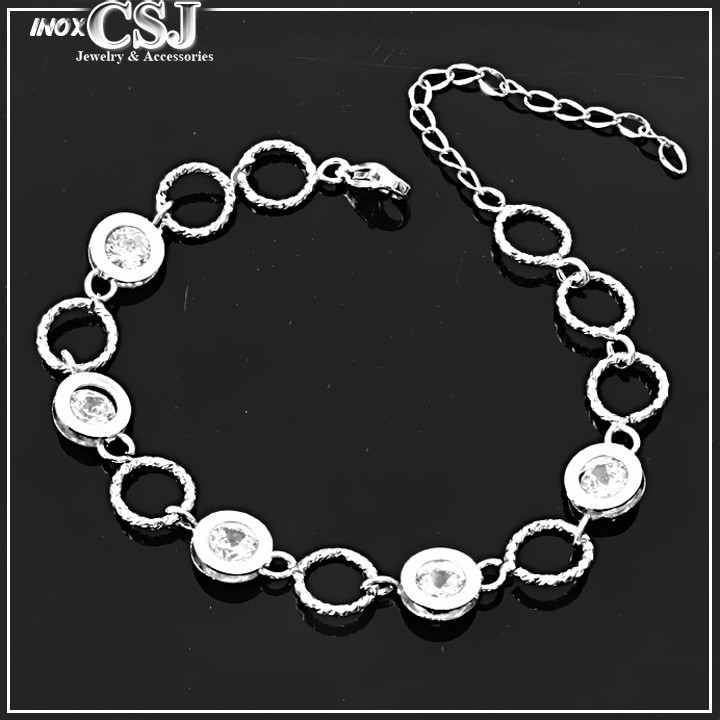 Lắc tay hình tròn gắn đá nhỏ xinh