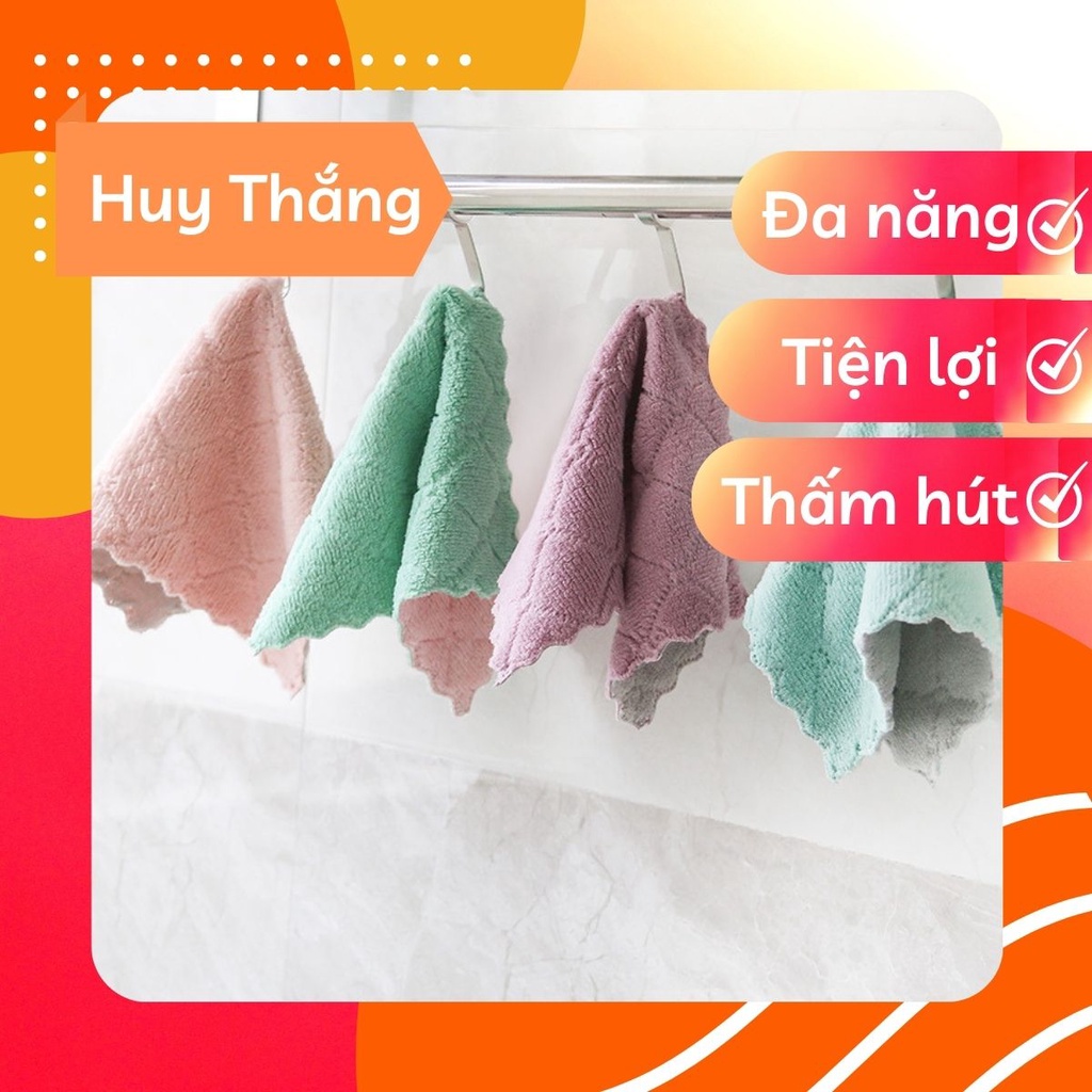 [RẺ VÔ ĐỊCH] Khăn lau đa năng bếp, bát đĩa, cốc chén thấm nước chống dính dầu mỡ hai mặt