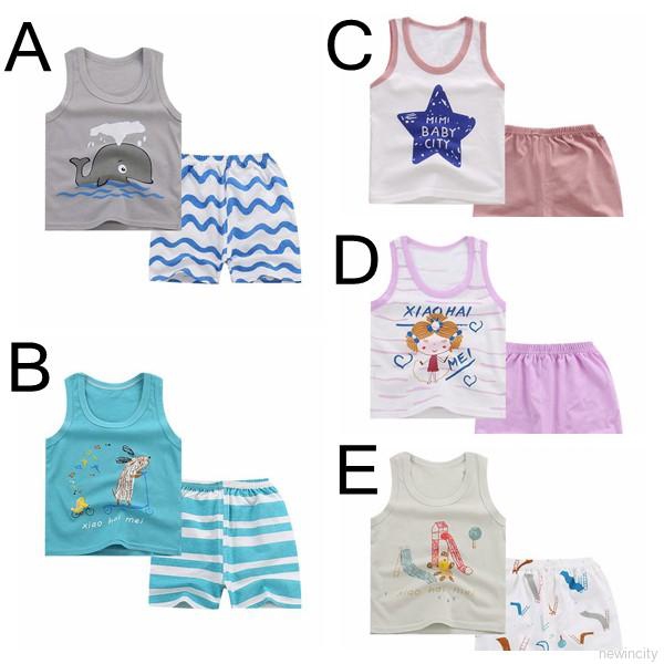 Bộ áo sát nách + quần đùi mùa hè cho bé trai và bé gái