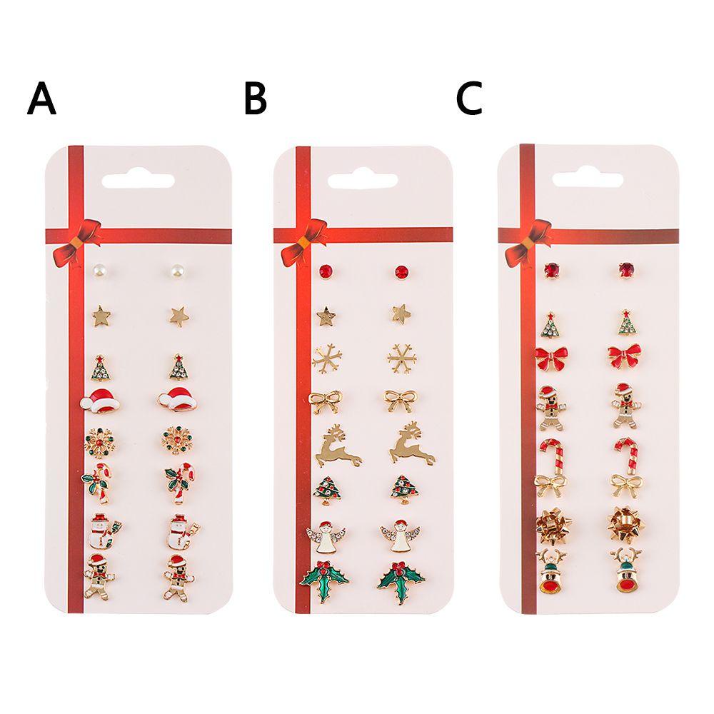 Set 8 Đôi Khuyên Tai Hình Bông Tuyết Thời Trang Giáng Sinh Năm Mới