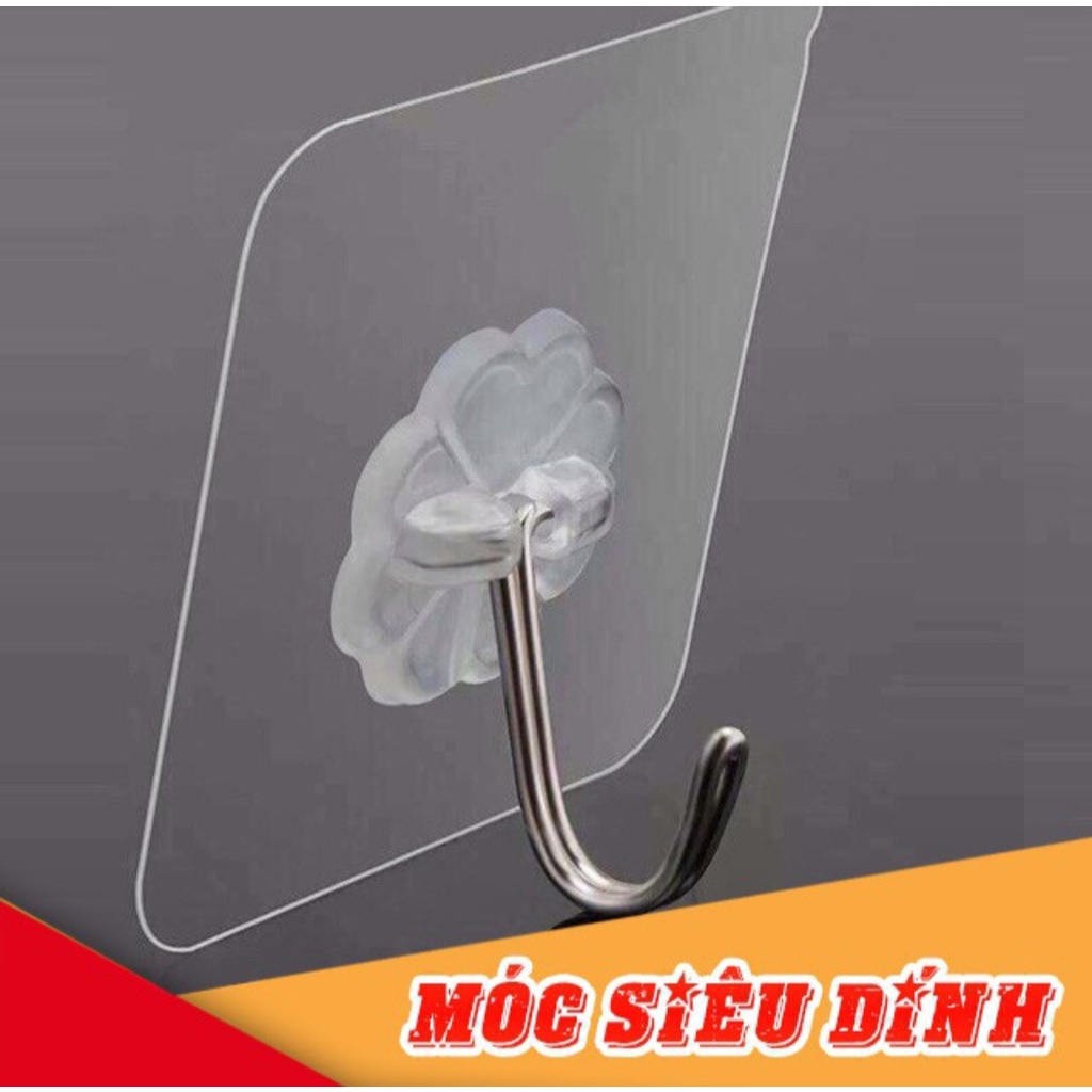 Móc Dán Tường Siêu Dính Trong Suốt Chịu Lực Tốt Treo Tường Chắc Chắn 6x6