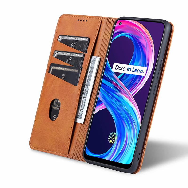 Bao da điện thoại dạng ví có ngăn để thẻ cho Realme 8/ Realme 8 Pro