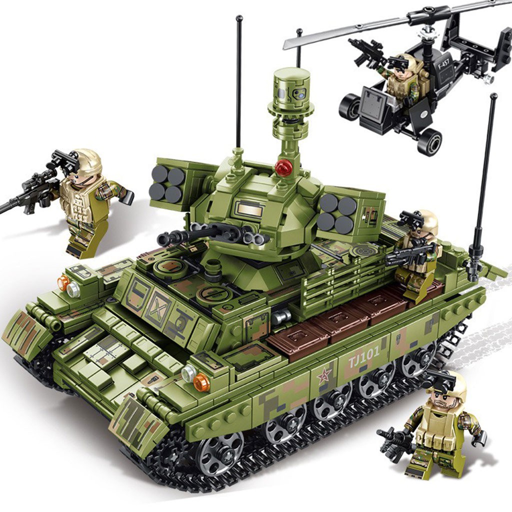 Đồ chơi lego xe Tank tên lửa quân sự giúp trẻ tư duy tăng trí tưởng tượng lắp ghép với 894 mảnh ghép