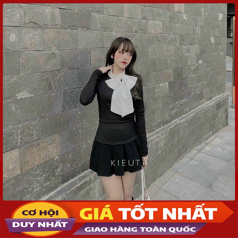 Áo Len Tăm Phối Cổ Nơ Siêu Xinh M090-Violet