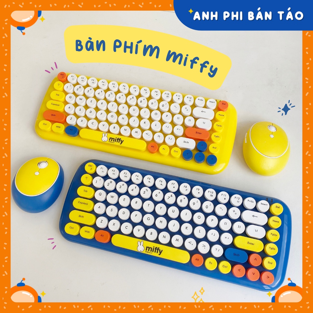 Bộ Bàn Phím Ko Dây Bluetooth Giả Cơ Thỏ Miffy Kèm Lót Chuột Dành Cho Tablet, Laptop, PC
