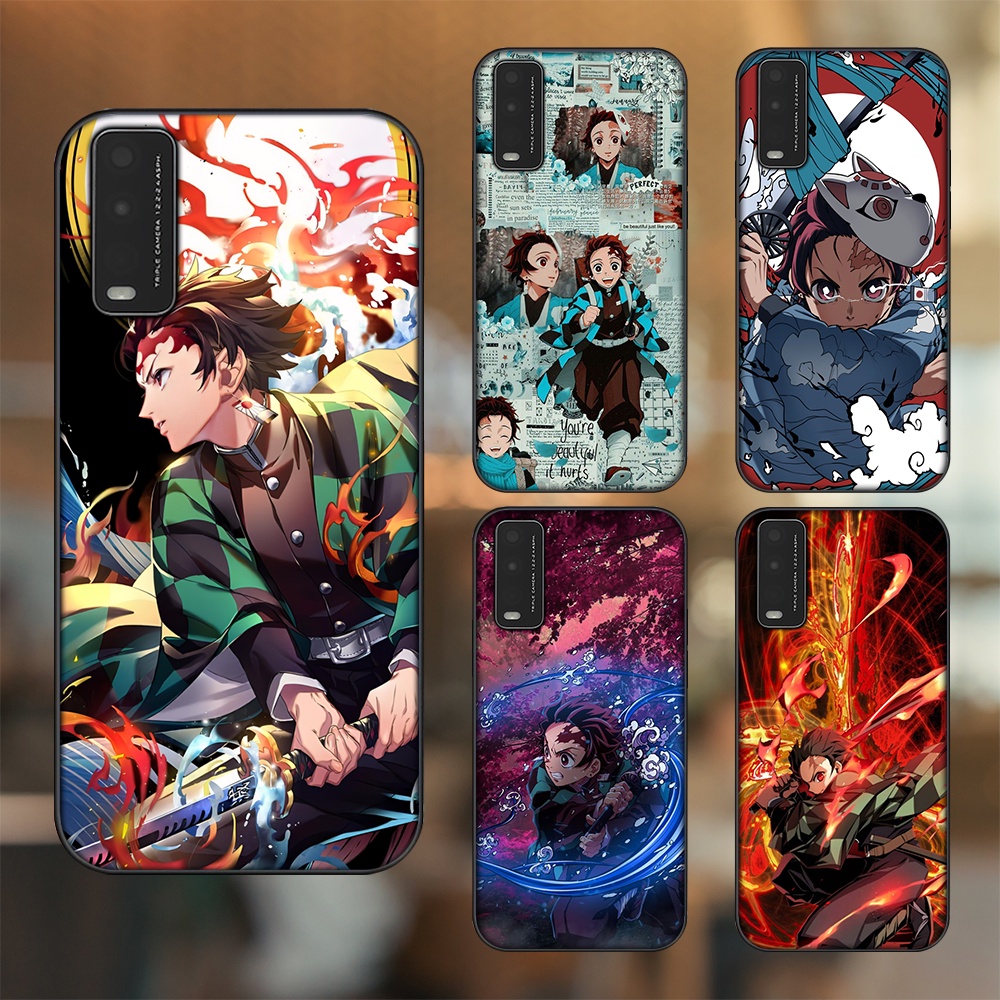 Ốp lưng Vivo Y20, Y20s, Y12s viền đen in hình Tanjiro Kimetsu No Yaiba
