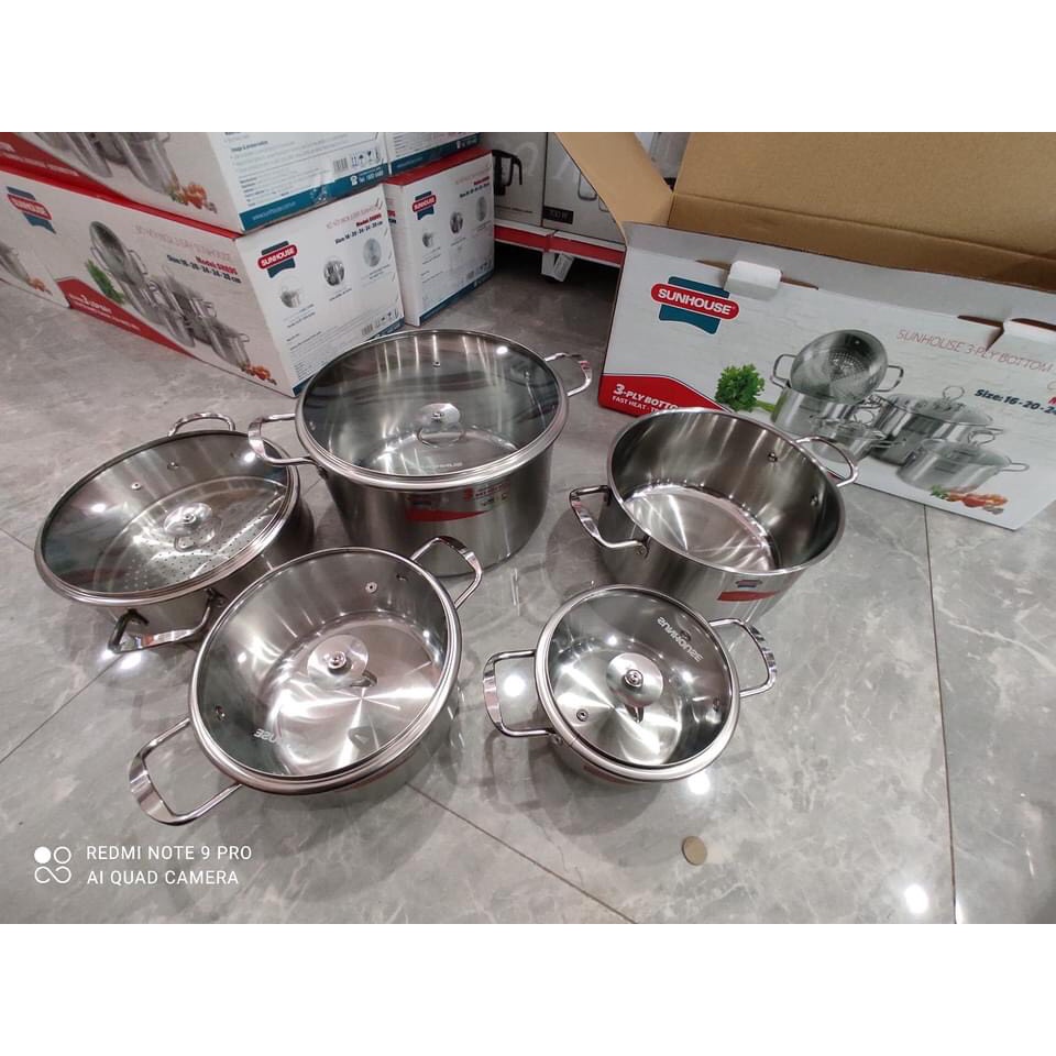 Bộ nồi inox 3 đáy SUNHOUSE SH895