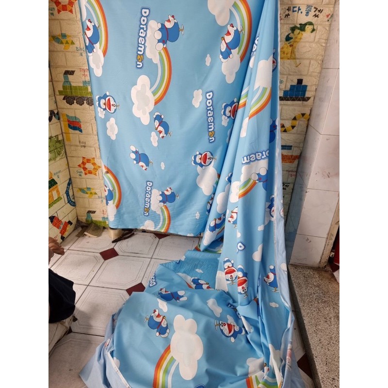 Vải hoạt hình may ga gối cho bé trai bé gái hình doraemon