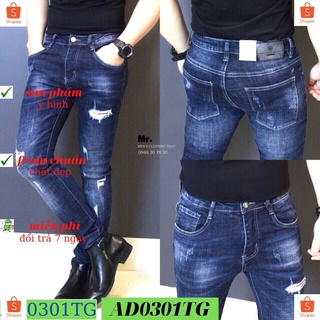 Quần Jean Nam TENJI STORE AD0301TG Jean Nam Xanh Trẻ Trung Cá Tính Thời Trang Mẫu Mới Trẻ Trung Cá Tính (44 - 70KG)