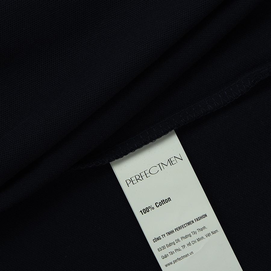 Áo polo nam cao cấp PERFECTMEN vải cá sấu 100% cotton màu xanh đen co giãn 4 chiều thoáng mát, sang trọng lịch lãm