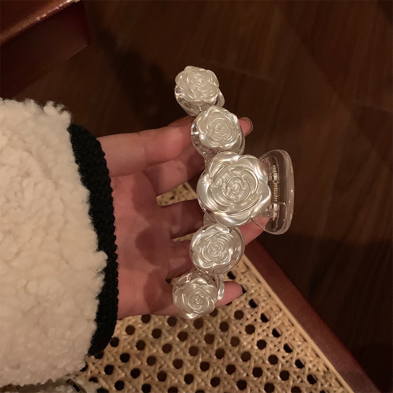 Kẹp Tóc Hình Hoa Hồng Trắng Lớn Phong Cách Hàn Quốc Dành Cho Nữ