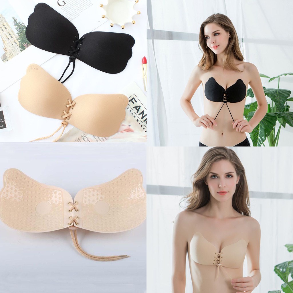 Miếng dán ngực ti nâng ngực, áo dán ngực cánh tiên rút dây ngực tạo khe đẹp B0124