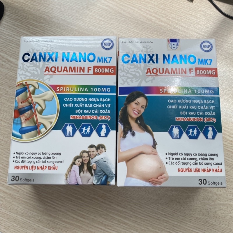 Viên uống Canxi hữu cơ CANXI NANO MK7 AQUAMIN F 800mg - Cao xương ngựa bạch - Canxi tảo biển đỏ bổ sung Canxi D3 K2 MK7ơ