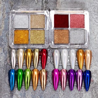 bột tráng gương set 4 màu trang trí nail