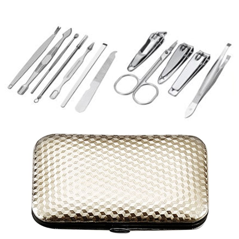 Bộ Dụng Cụ Chăm Sóc Móng Chuyên Nghiệp 12 Trong 1 Bằng Thép Không Gỉ Với Đồ Da