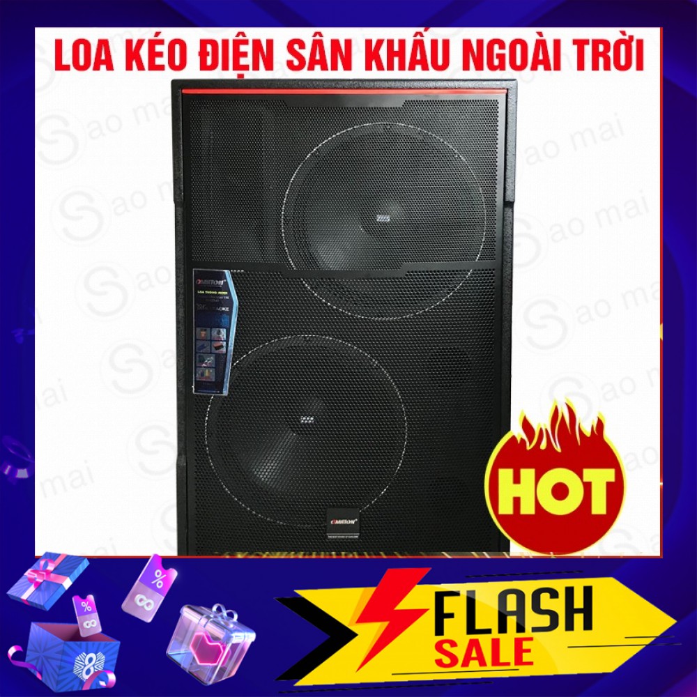 Loa kéo OMATON P-5600K, loa karaoke thùng gỗ bass đôi 30cm, công suất đỉnh 980W, kèm 2 micro UHF