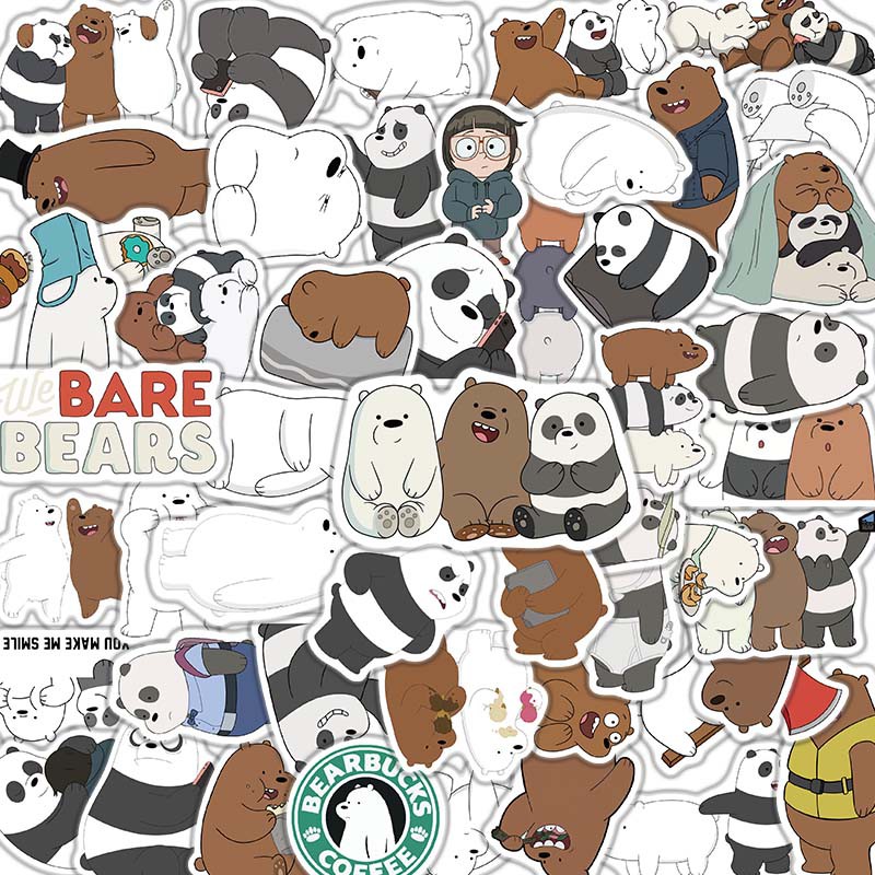 Bộ 50 Miếng Dán Hình Gấu Dễ Thương Chống Thấm Nước Dùng Trang Trí