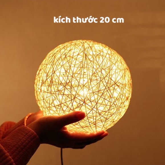 Đèn ngủ để bàn CẦU MÂY trang trí phòng ngủ phòng khách cực đẹp điều chỉnh sáng tối, bảo hành 6 tháng, tặng móc dán tường