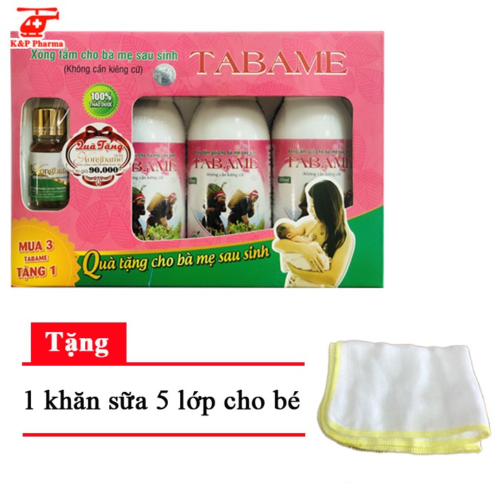 ✅ [TẶNG QUÀ] Set Tabame (3 chai) - Nước xông tắm cho bà mẹ sau sinh | Hỗ trợ điều trị sản hậu, giúp thư giãn, tốt cho da