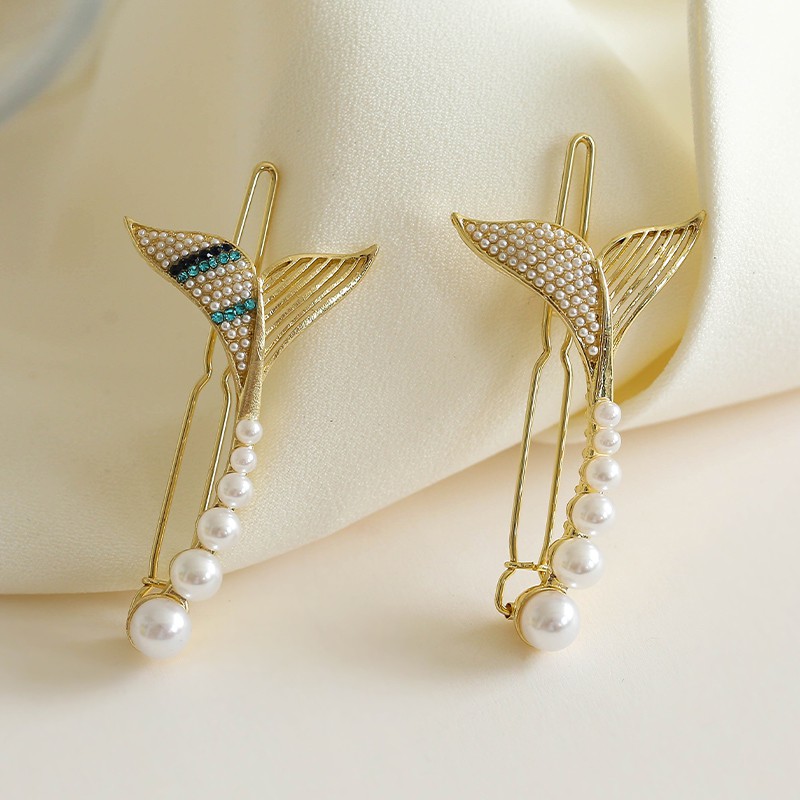 Kẹp Tóc Đuôi Nàng Tiên Cá Đính Ngọc Trai Phong Cách Hàn Quốc