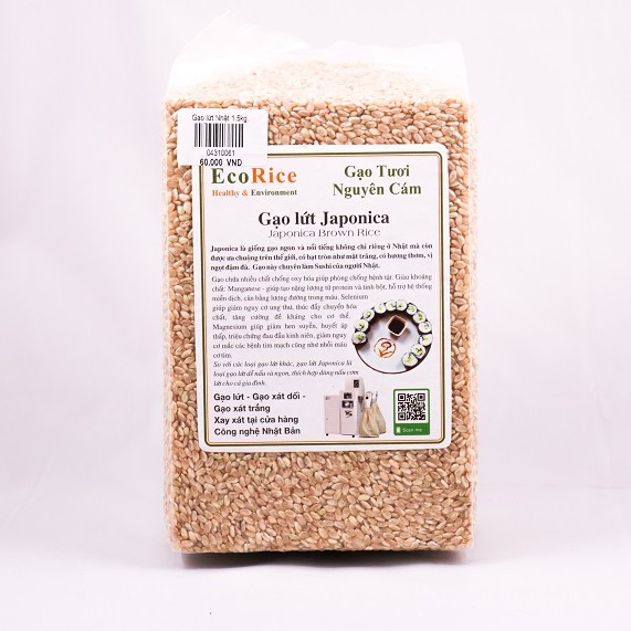 Gạo lứt Nhật Japonica Anfood túi 1kg hạt mẩy, dẻo thơm.