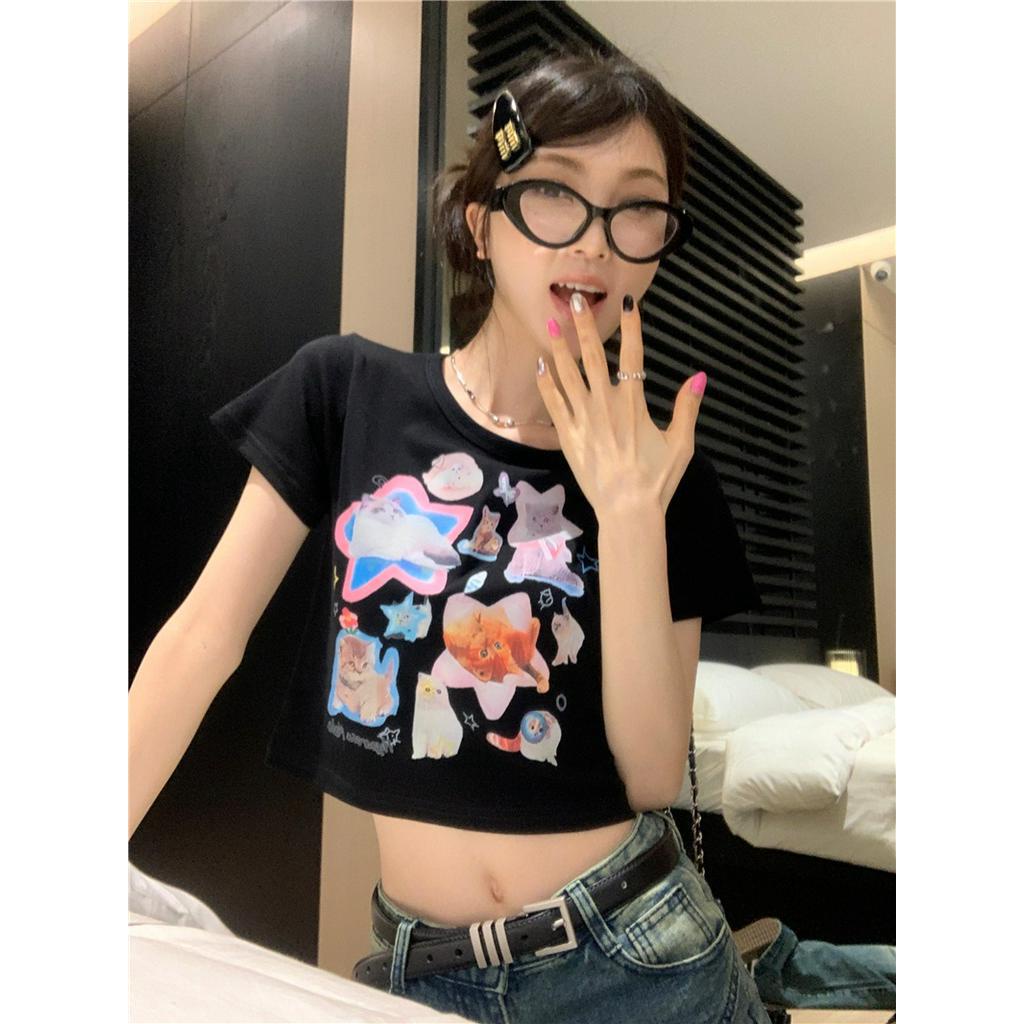 Áo Thun Ngắn Tay In Hình Mèo Phong Cách Mới Mùa Hè 62727