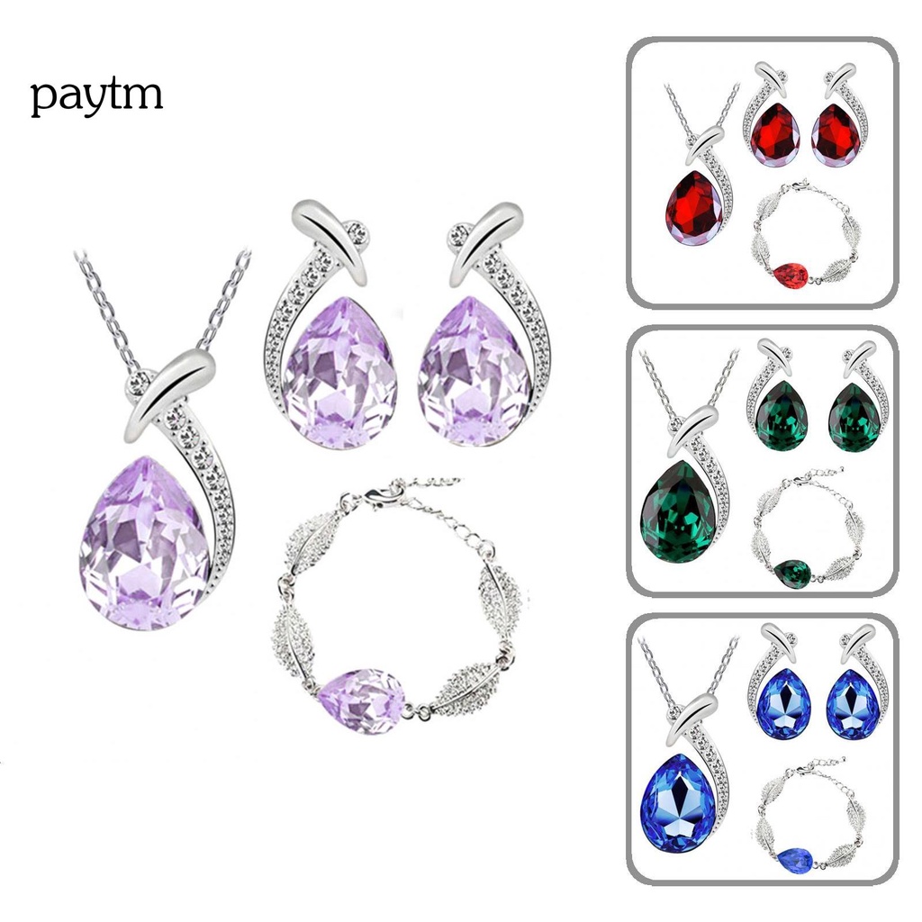 Bộ trang sức hình giọt nước đính đá thời trang cho nữ