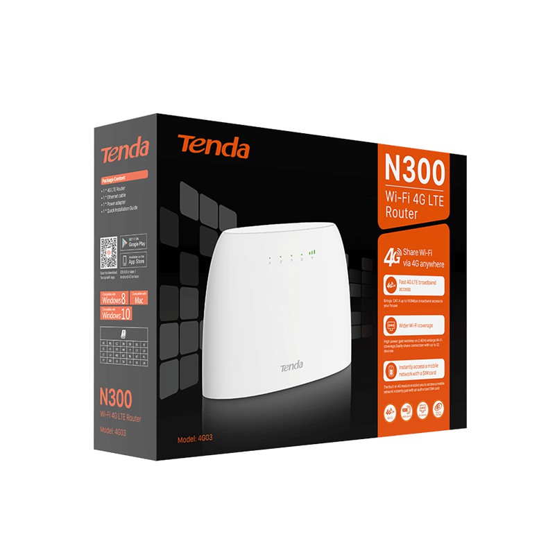 Bộ phát WiFi Tenda 4G03 dùng Sim 4G LTE N300