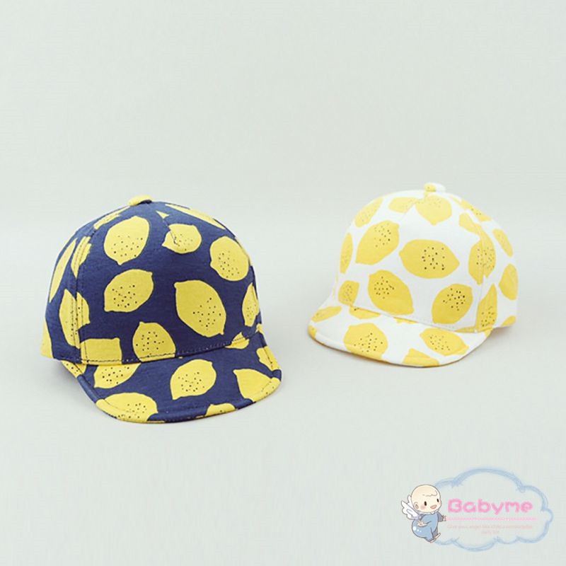 Mũ cotton có vành họa tiết quả chanh dễ thương cho bé