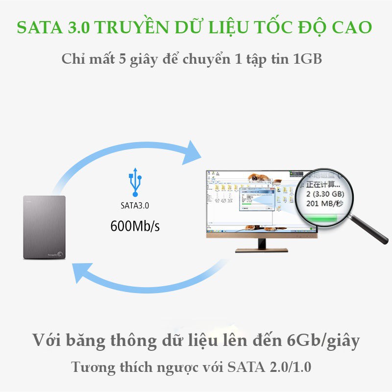 Cáp SATA 3.0 đầu thẳng, đầu vuông góc, nối dài, truyền tốc độ cao 6Gb/s, dài 0.5m UGREEN US217