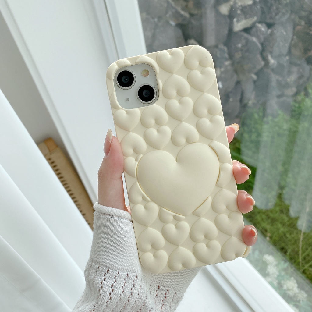 Ốp Điện Thoại Tpu Silicon Mềm Chống Sốc Hình Trái Tim 3D 4 Màu Tùy Chọn Cho iPhone 14 13 12 11Pro XS Max X XR Plus