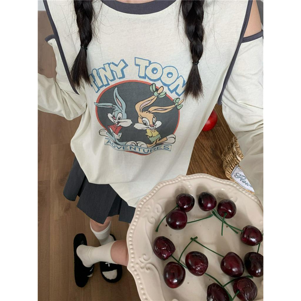 Áo Thun Tay Dài Chống Nắng Khoét Vai In Họa Tiết Hoạt Hình 63439